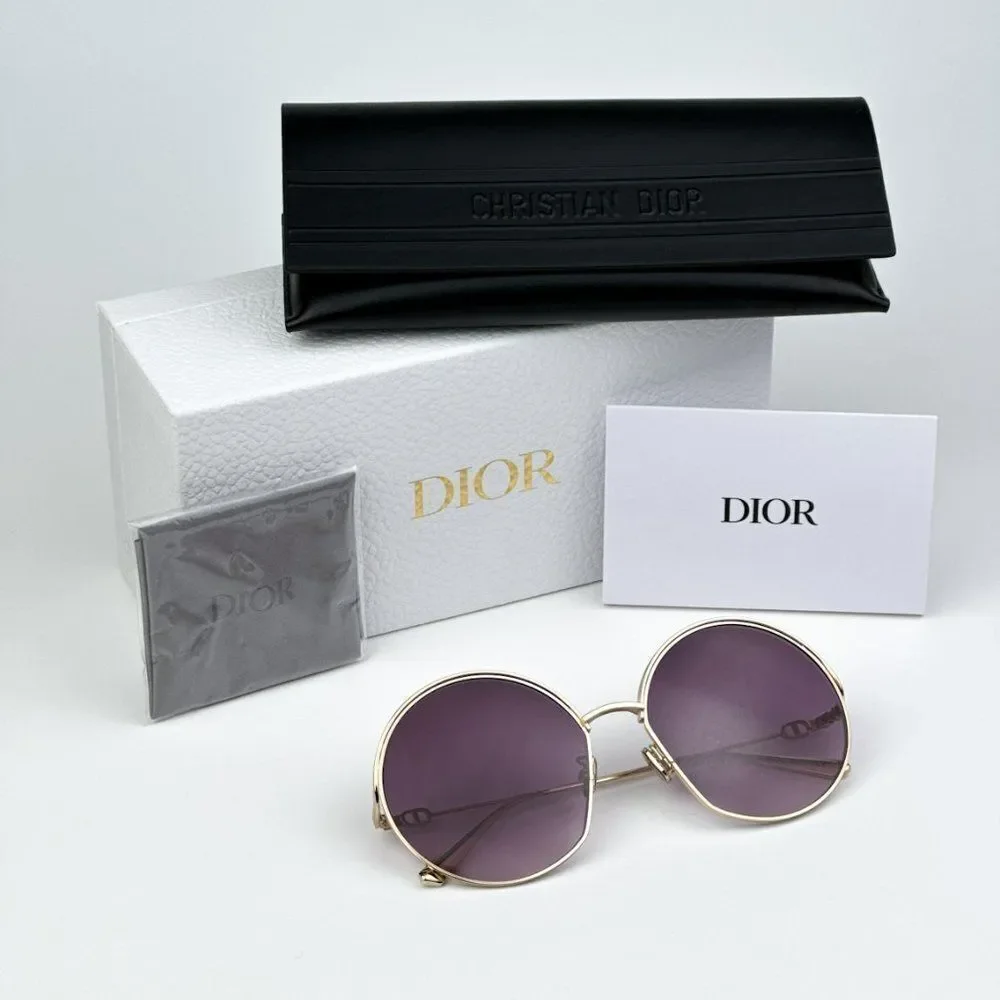 NEW Dior EVERDIOR R1U B0D1 Gold Gradient Bordeaux Unisex Metal Round Sunglasses